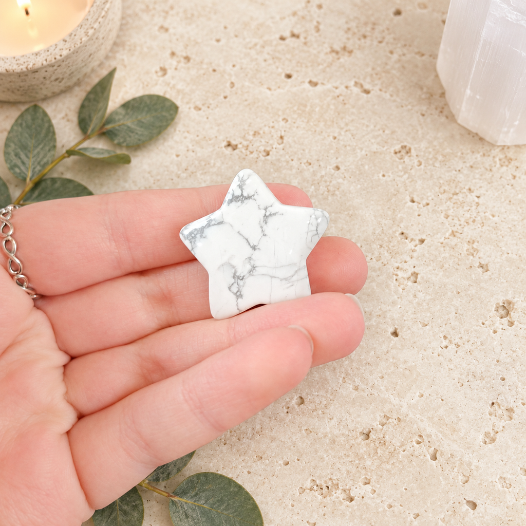 White Howlite 3cm Gemstone Star