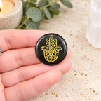 Black Obsidian Hamsa Gemstone Coin