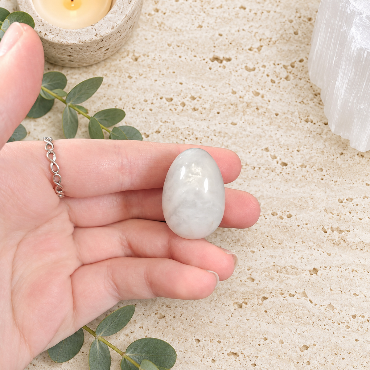 White Agate 3cm Gemstone Egg