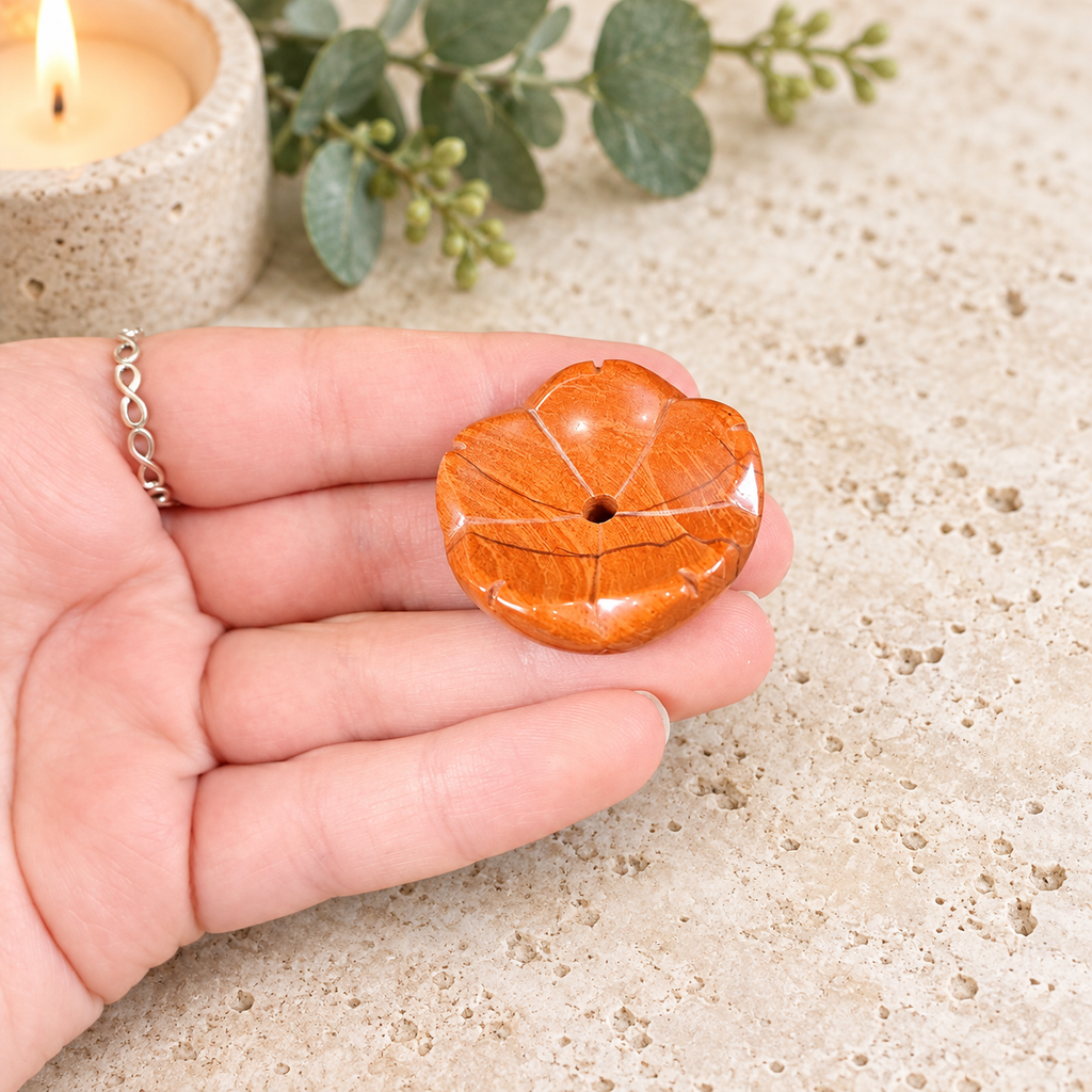 Red Jasper Lotus Incense Holder