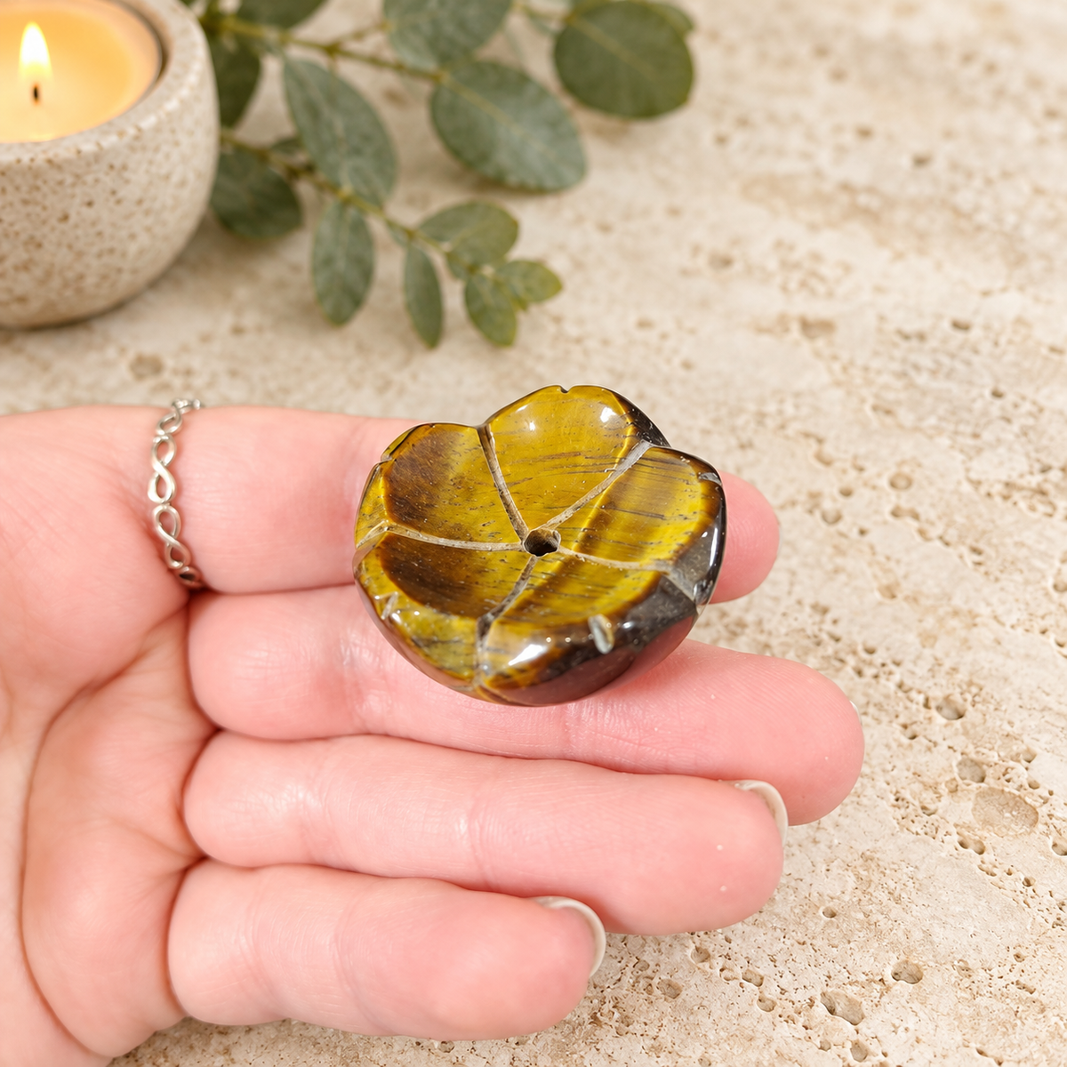 Tiger Eye Lotus Incense Holder