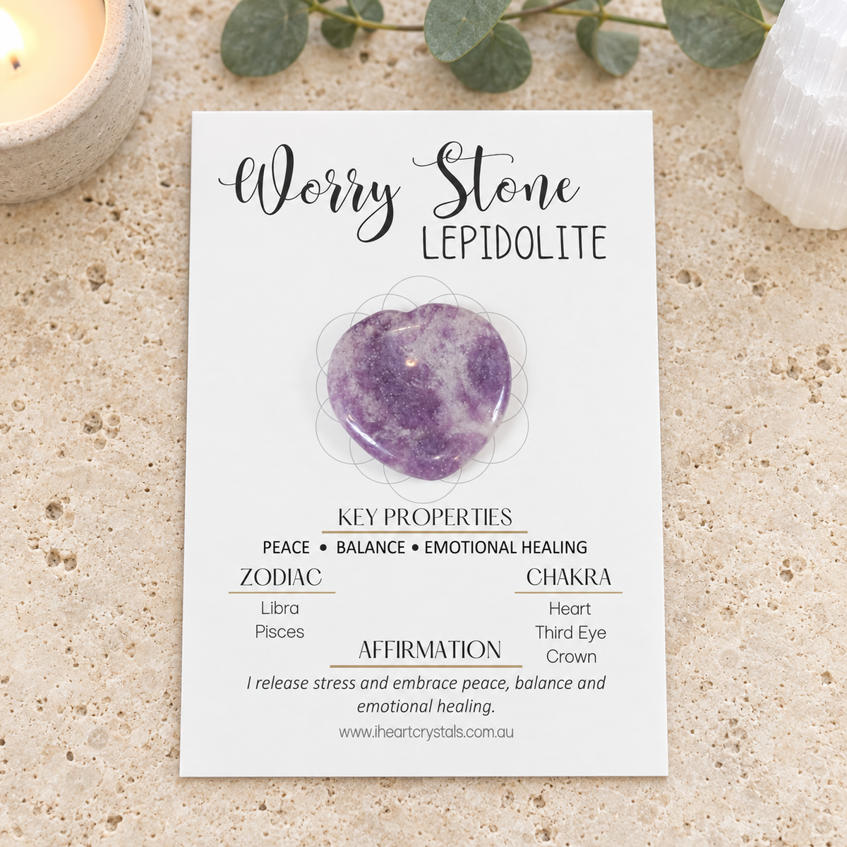 Lepidolite Heart Shape Worry Stone (Thumb Stone)