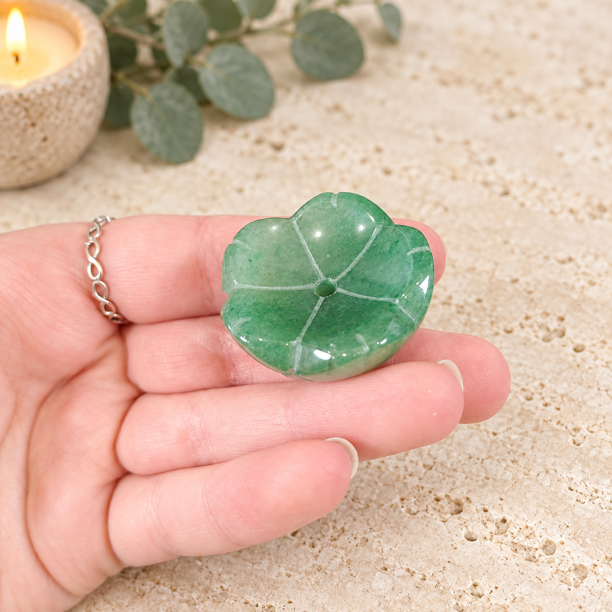 Aventurine Lotus Incense Holder