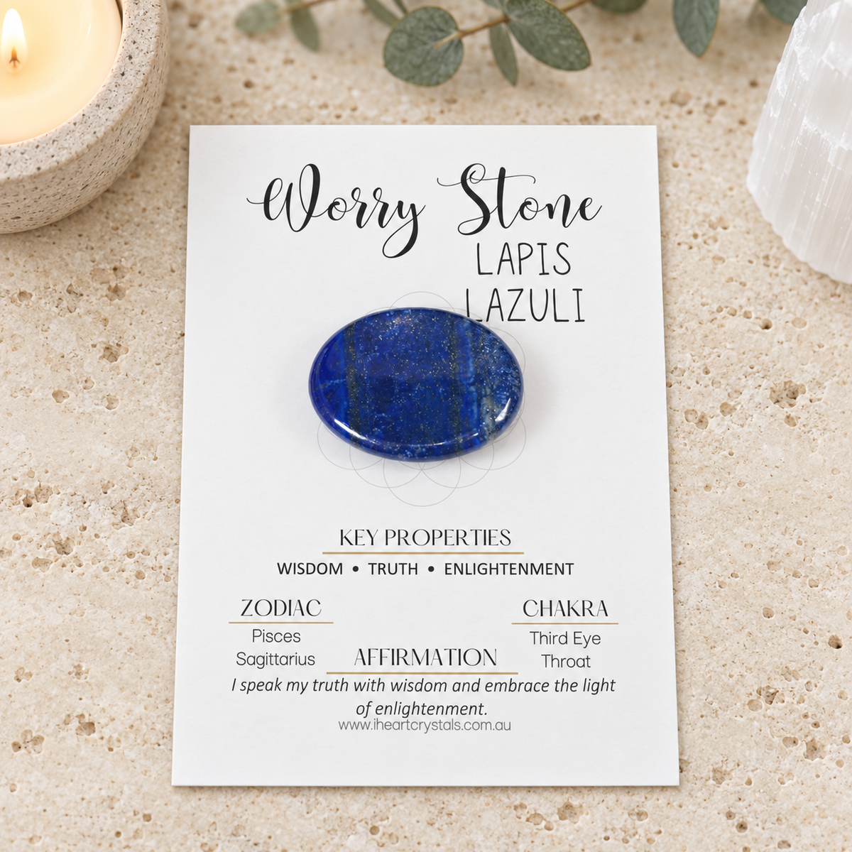 Lapis Lazuli Oval Shape Worry Stone (Thumb Stone)