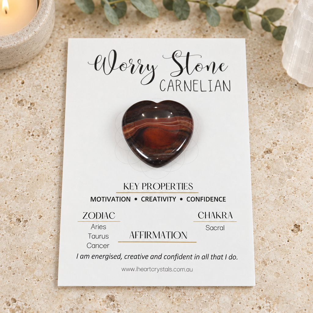 Carnelian Heart Shape Worry Stone (Thumb Stone)