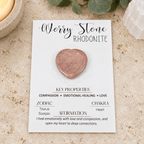 Pink Rhodonite Heart Shape Worry Stone (Thumb Stone)