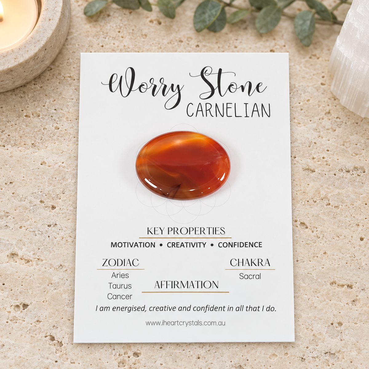 Carnelian Oval Shape Worry Stone (Thumb Stone)