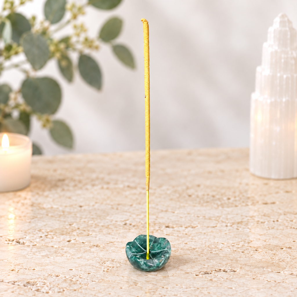 Moss Agate Lotus Incense Holder