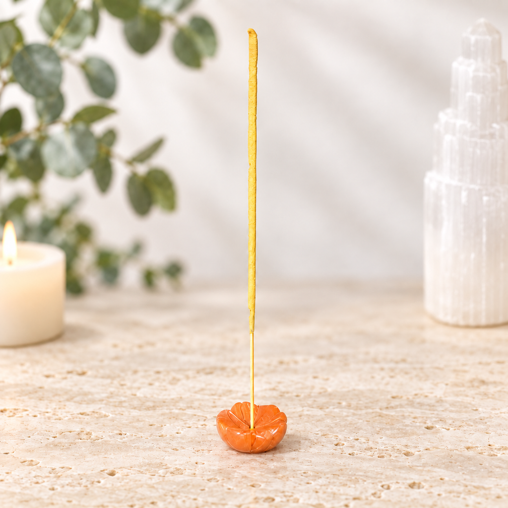 Red Jasper Lotus Incense Holder
