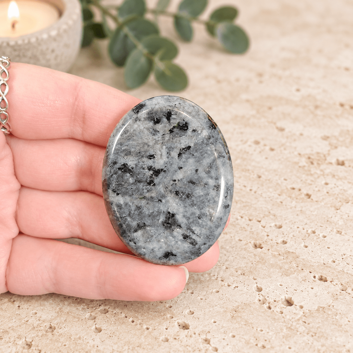 Larvikite Oval Shape Worry Stone (Thumb Stone)
