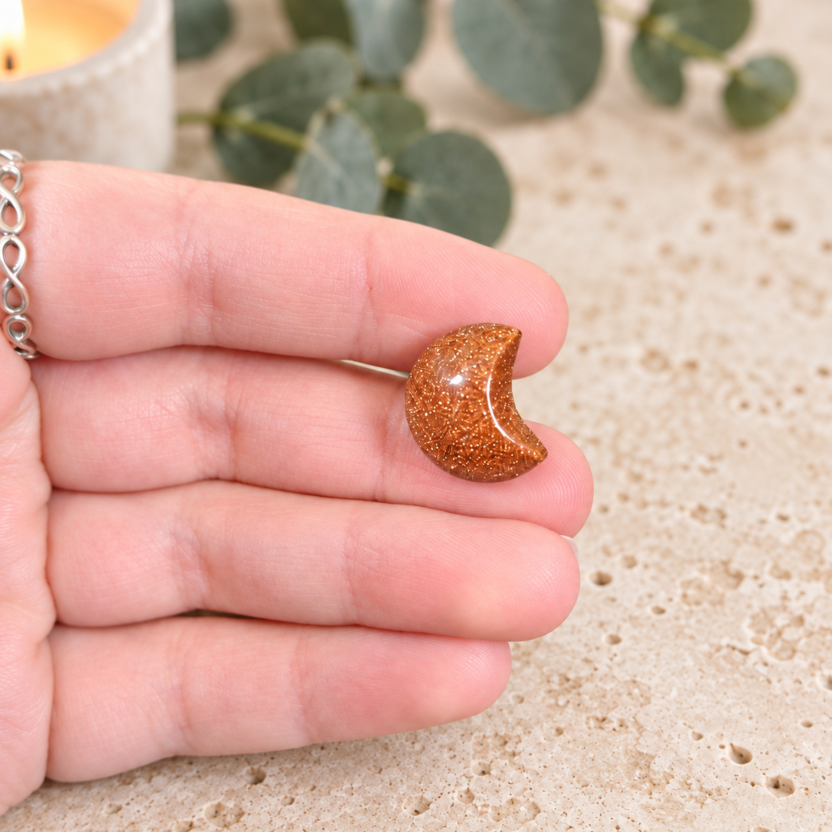 Goldstone 1.5cm Gemstone Moon