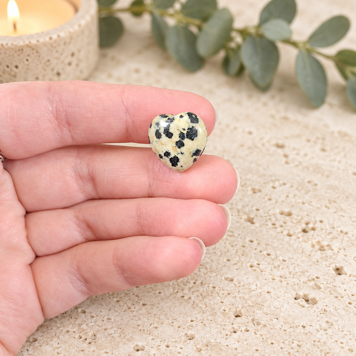 Dalmatian Jasper 1.5cm Gemstone Heart