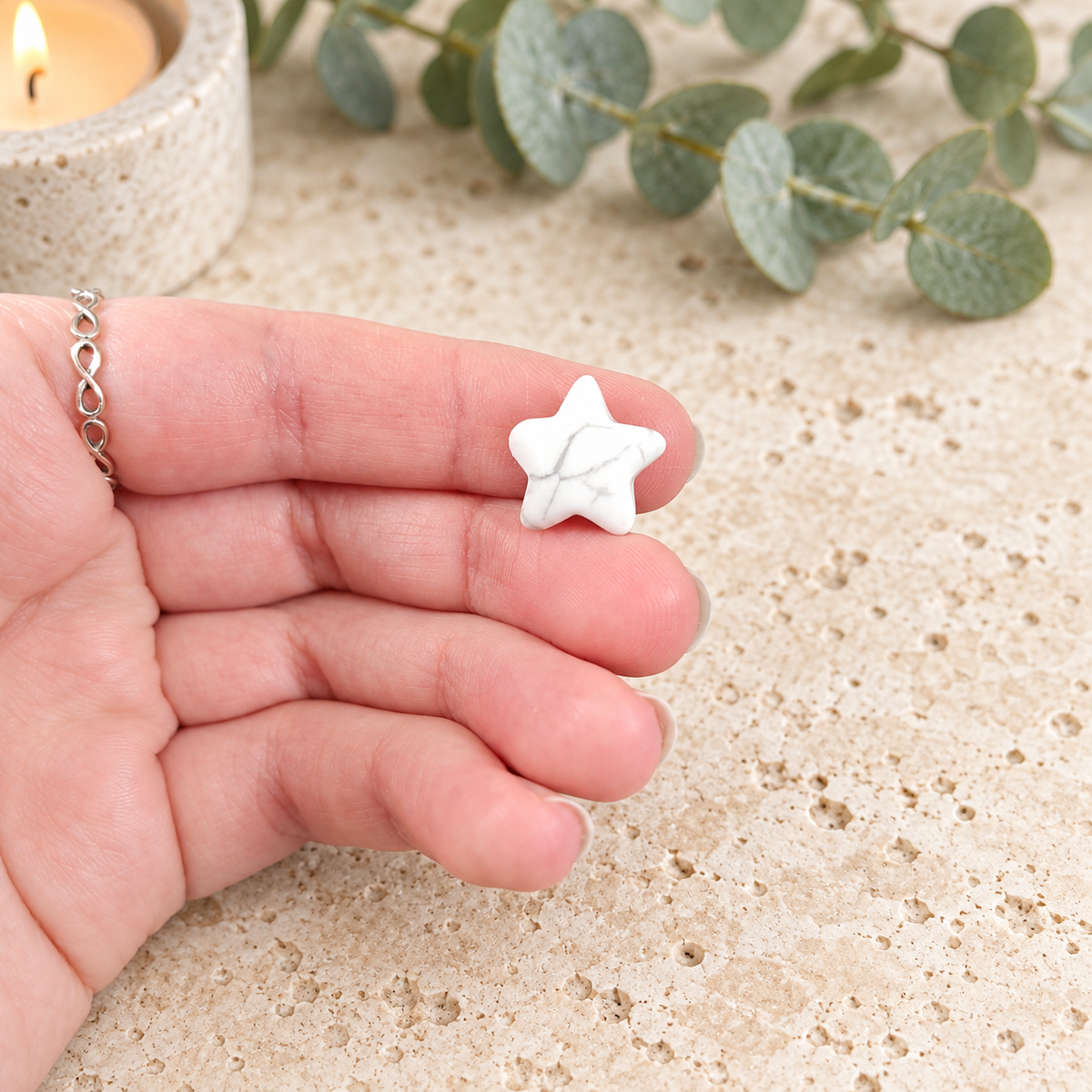 White Howlite 1.5cm Gemstone Star