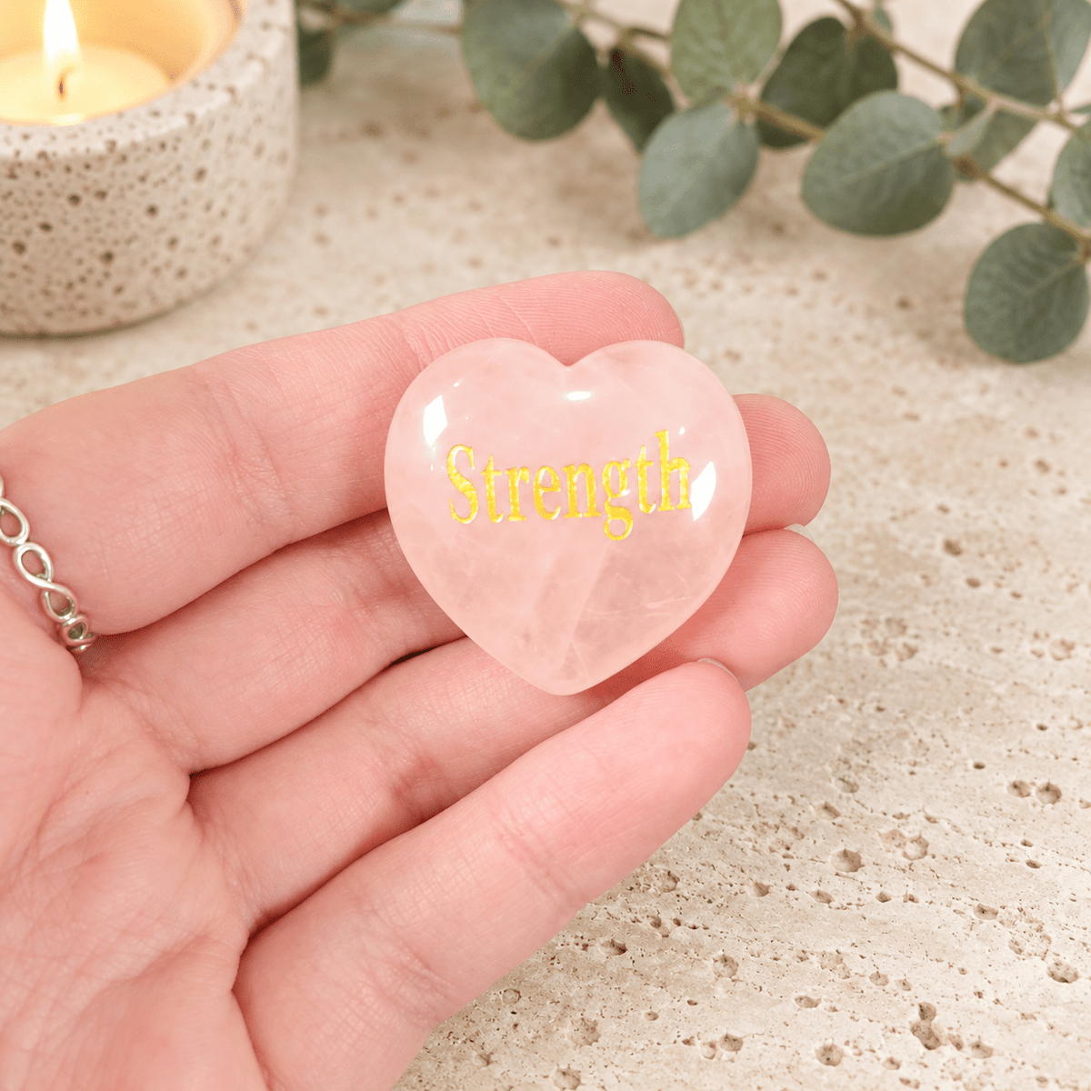 Strength 3cm Rose Quartz Heart