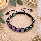 Amethyst & Hematite Adjustable Gemstone Bracelet