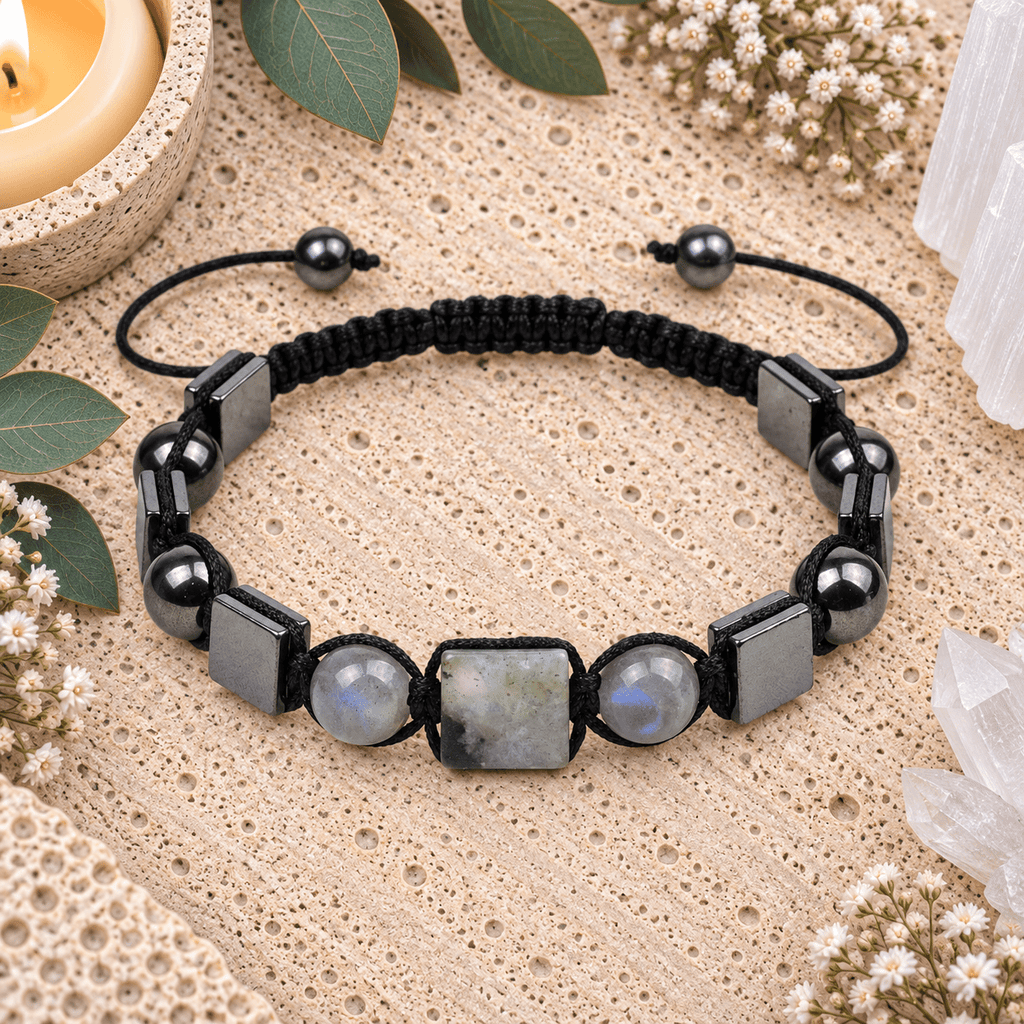 Labradorite & Hematite Adjustable Gemstone Bracelet