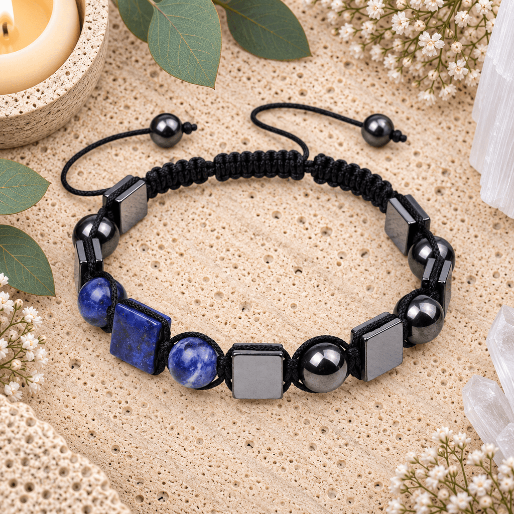 Sodalite & Hematite Adjustable Gemstone Bracelet