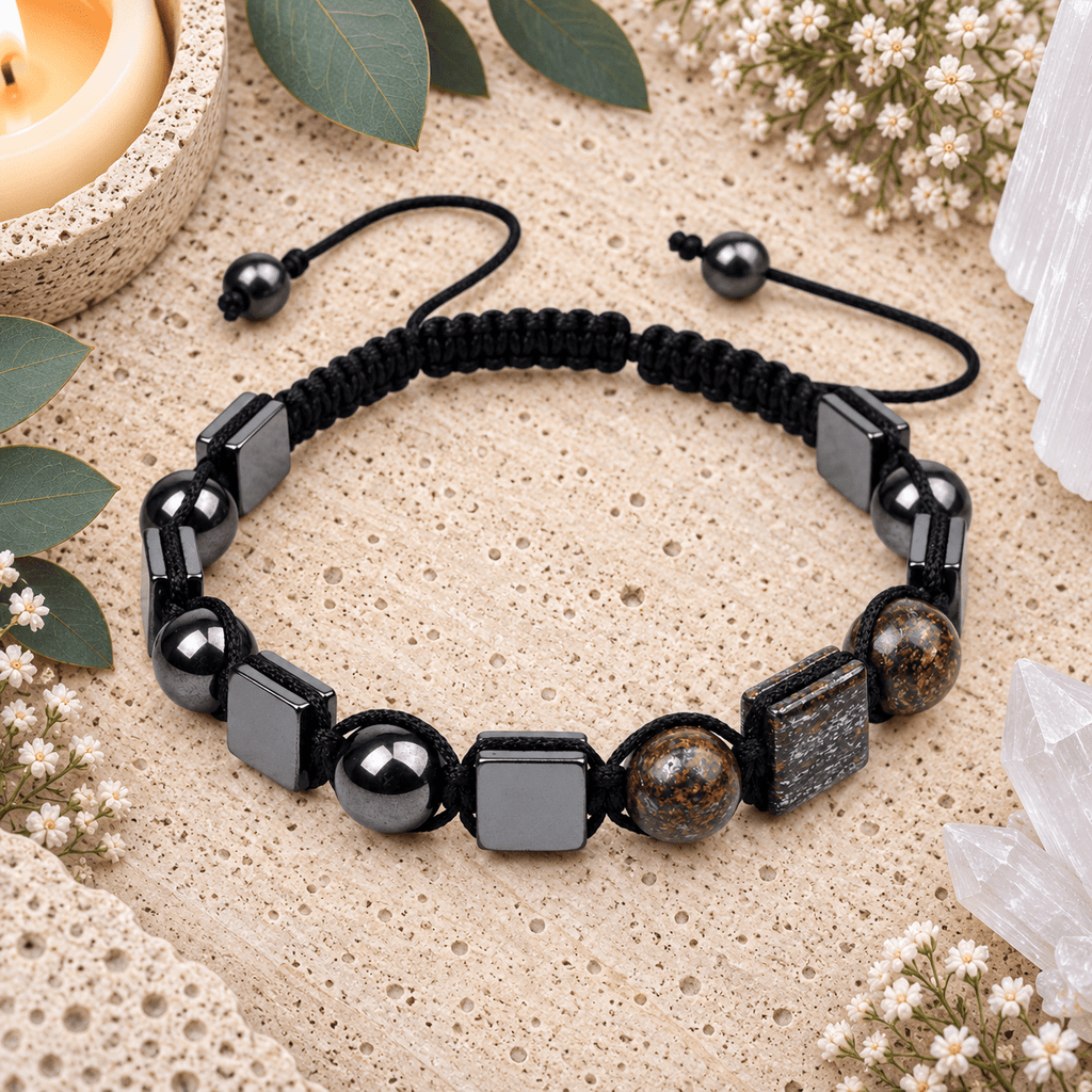 Bronzite & Hematite Adjustable Gemstone Bracelet
