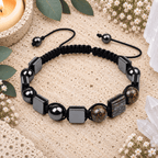Bronzite & Hematite Adjustable Gemstone Bracelet