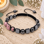Rhodonite & Hematite Adjustable Gemstone Bracelet