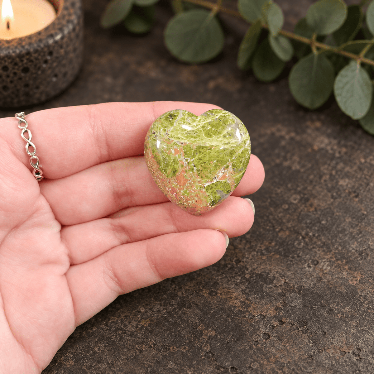 Unakite 3cm Gemstone Heart