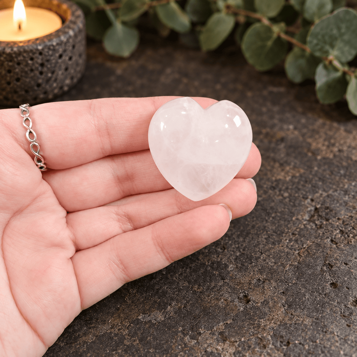 Clear Quartz 3cm Gemstone Heart