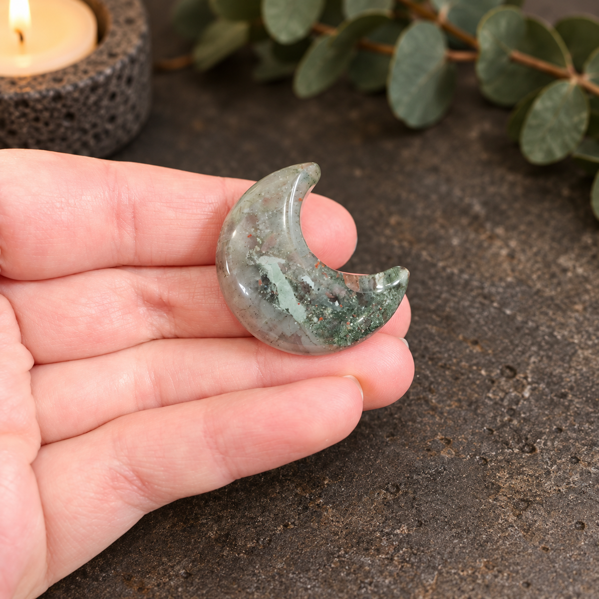 3cm Bloodstone Gemstone Moon
