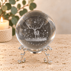 Deer 8cm Laser Cut Glass Sphere & Stand