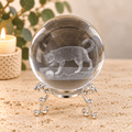 Cat with Wool 8cm Laser Cut Glass Sphere & Stand