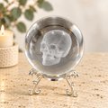 Skull 8cm Laser Cut Glass Sphere & Stand