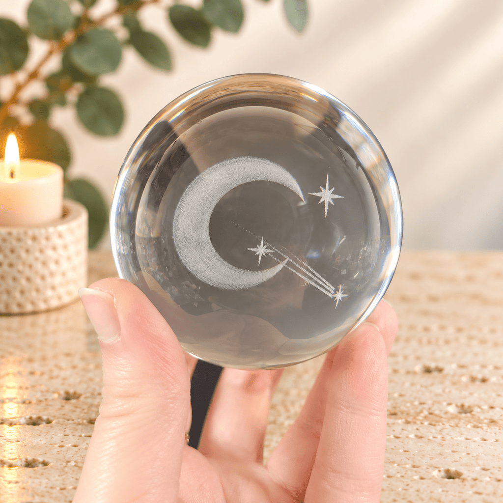 Shooting Star 8cm Laser Cut Glass Sphere & Stand