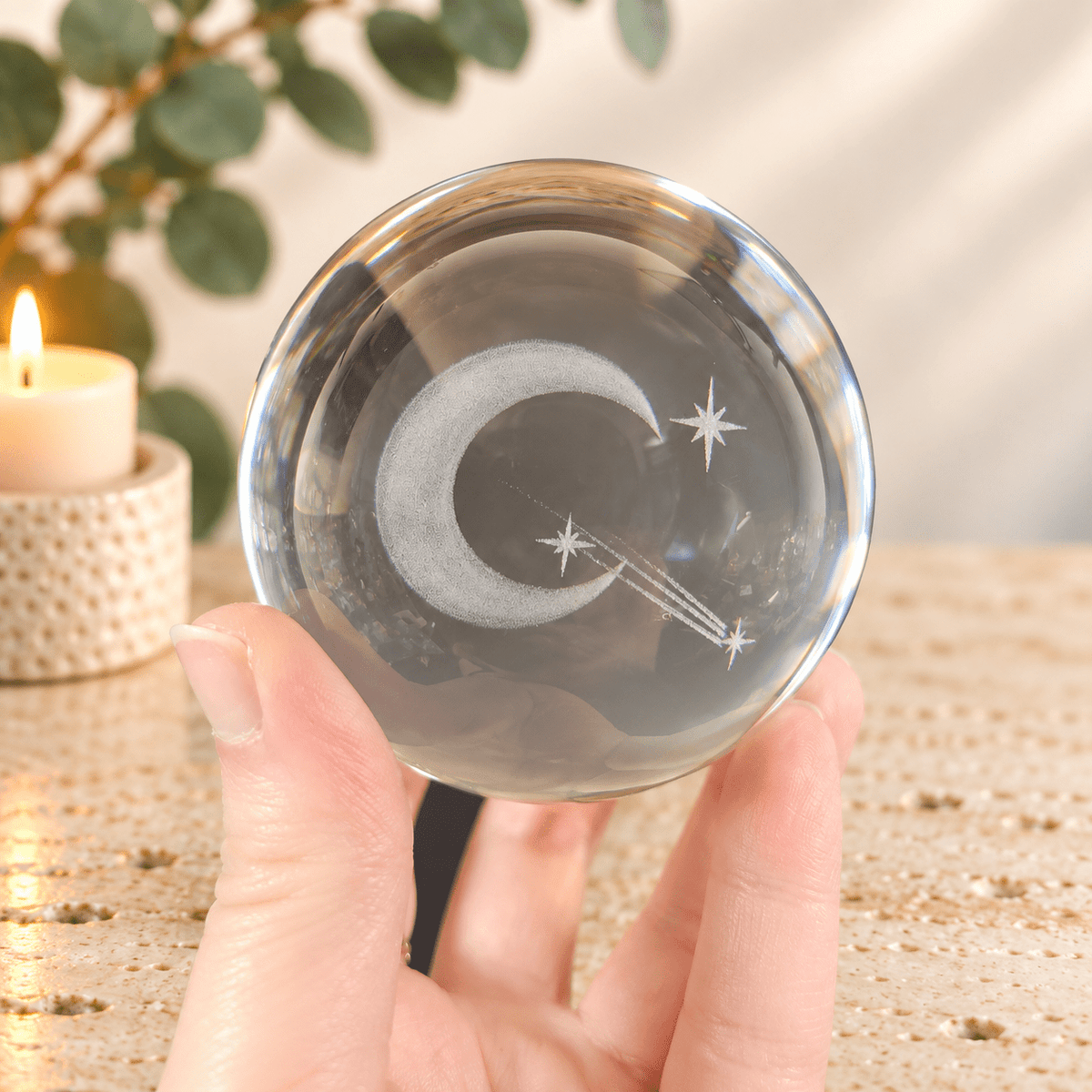 Shooting Star 8cm Laser Cut Glass Sphere & Stand