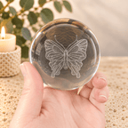 Butterfly 8cm Laser Cut Glass Sphere & Stand