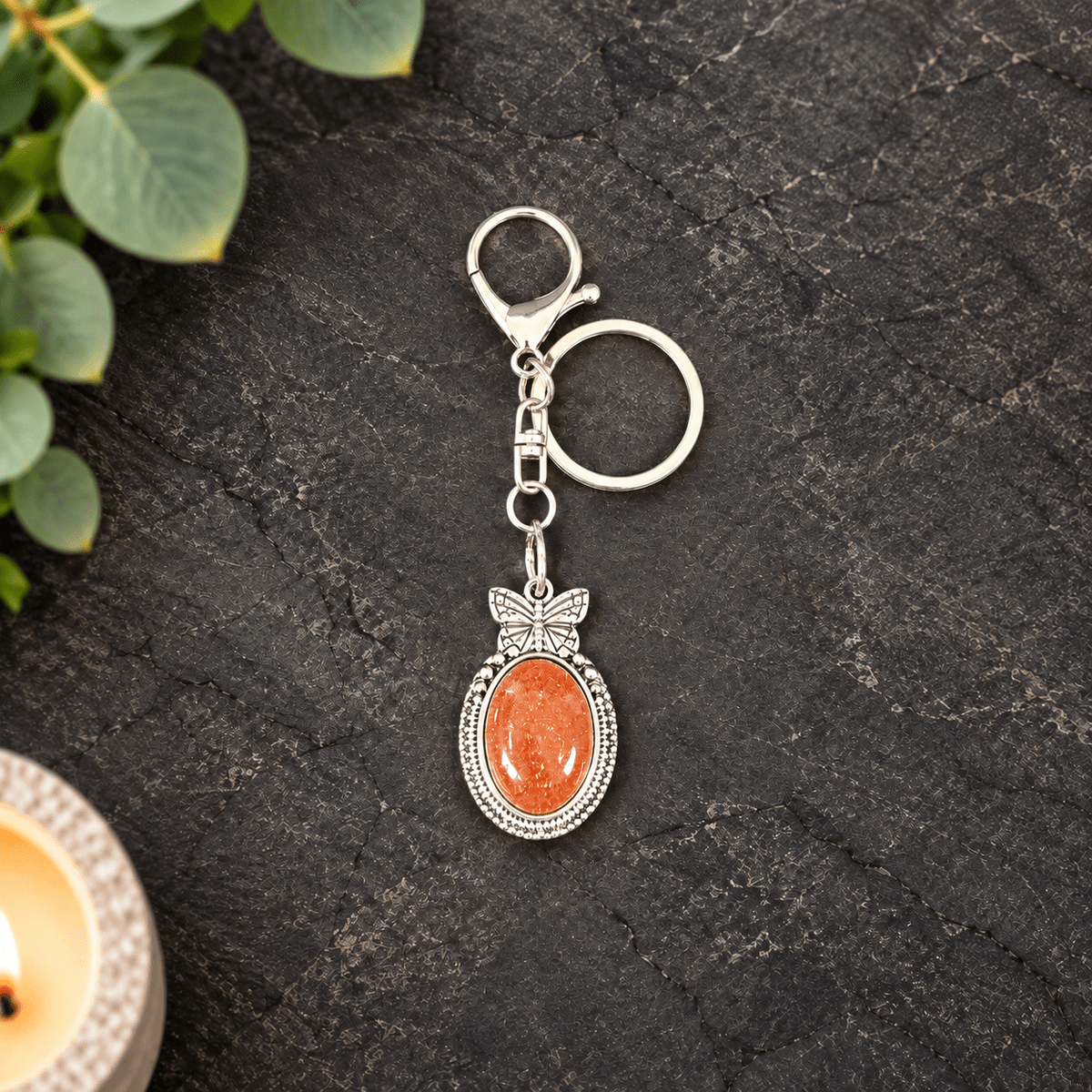 Goldstone Butterfly Keyring