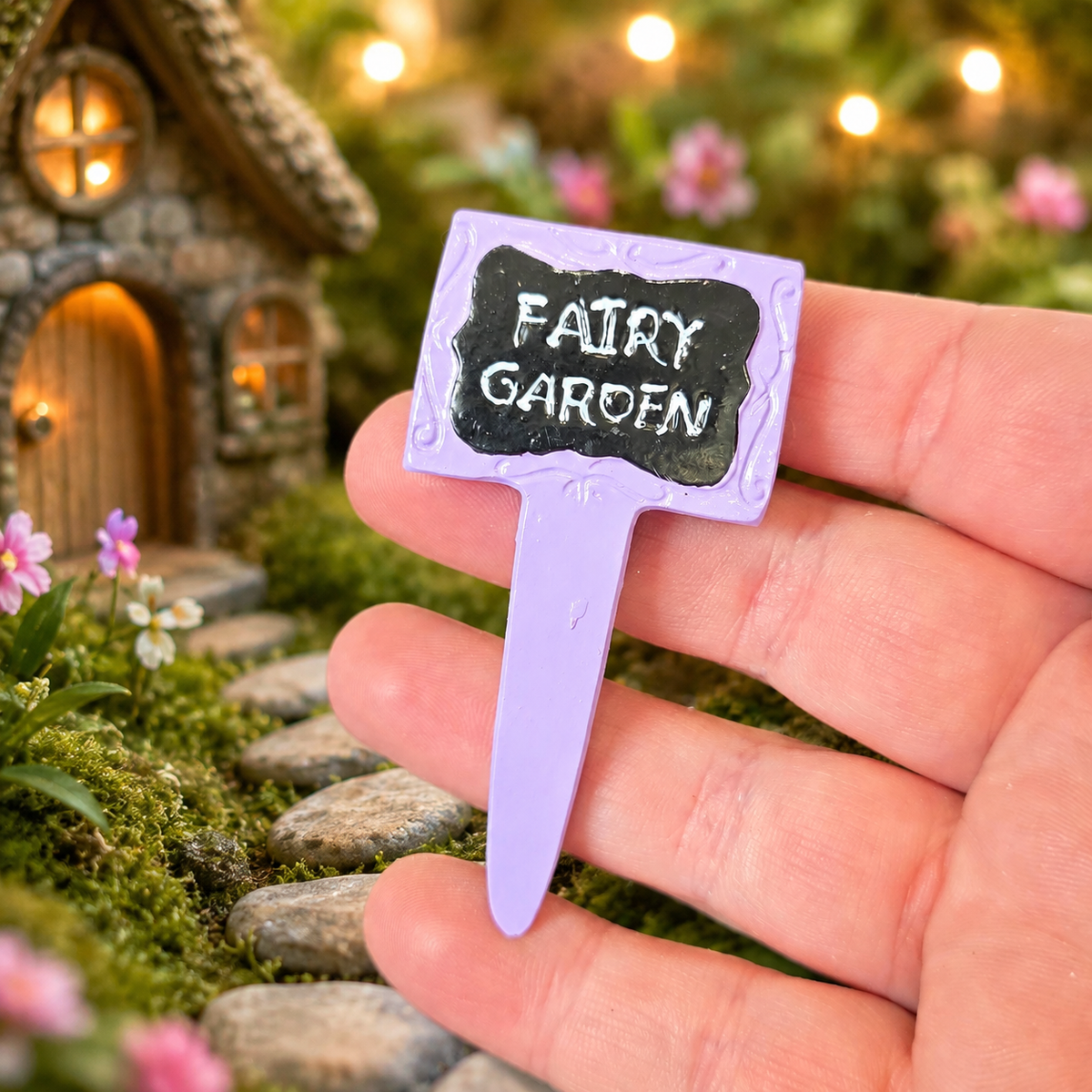 7cm Purple "Fairy Garden" Fairy Garden Sign