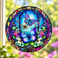 15cm Acrylic Suncatcher - Blue Butterfly Garden