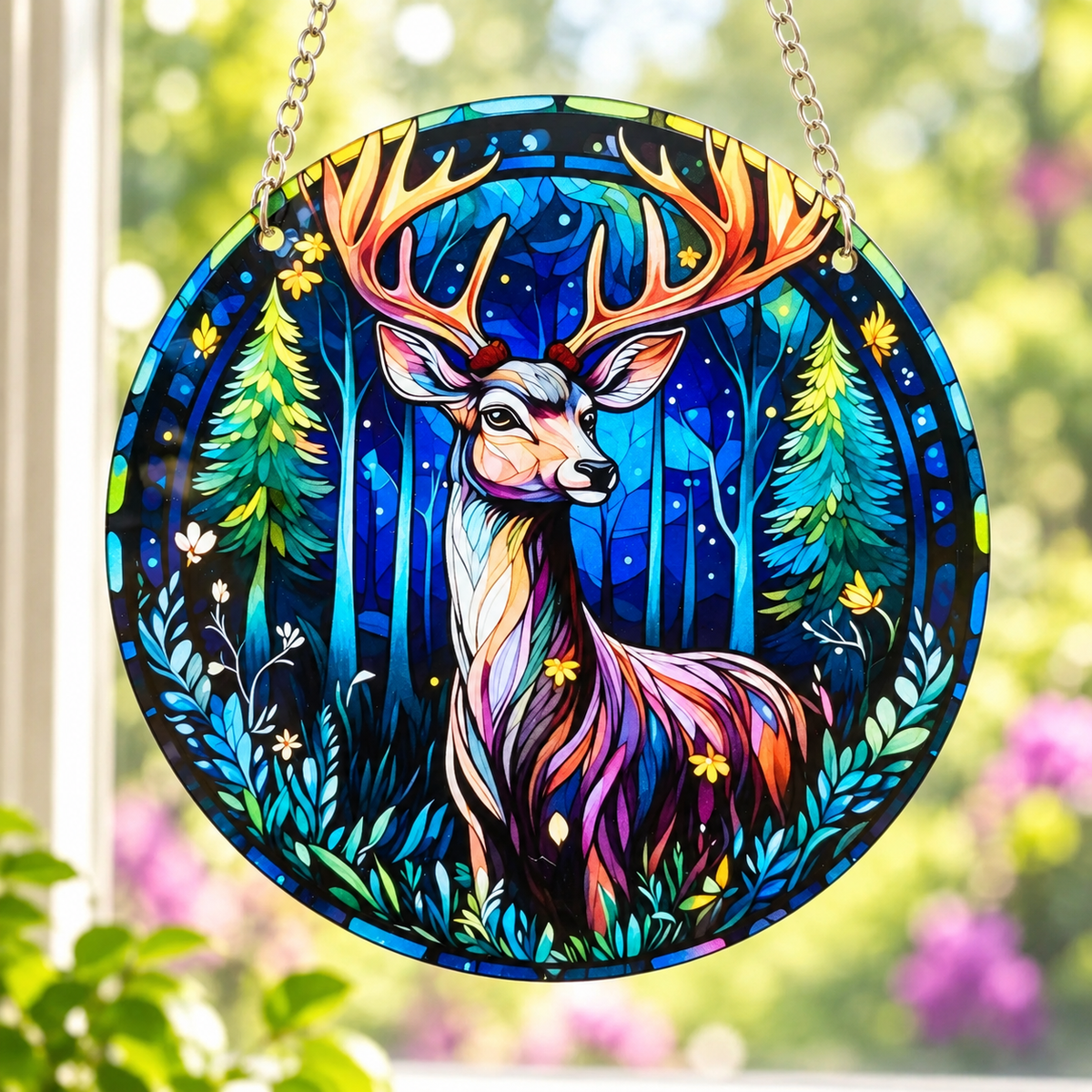 15cm Acrylic Suncatcher - Enchanted Forest Deer