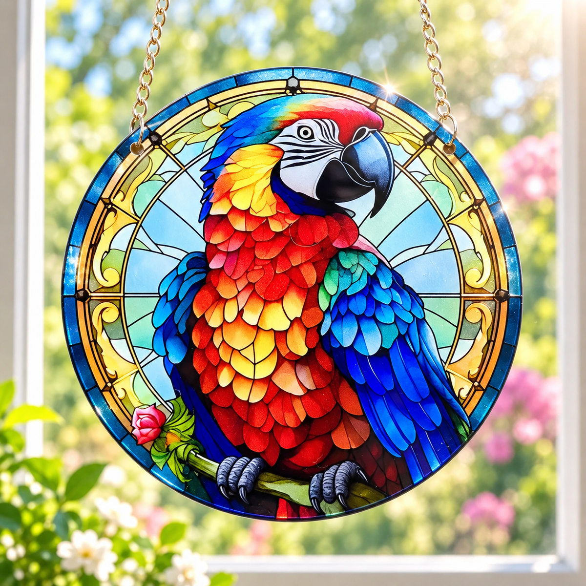 15cm Acrylic Suncatcher - Red Macaw