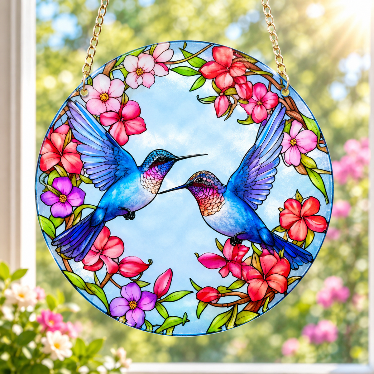 15cm Acrylic Suncatcher - Hummingbirds