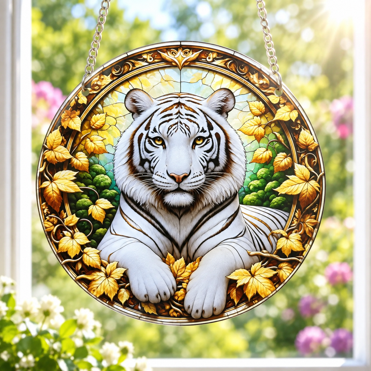 15cm Acrylic Suncatcher - White Tiger