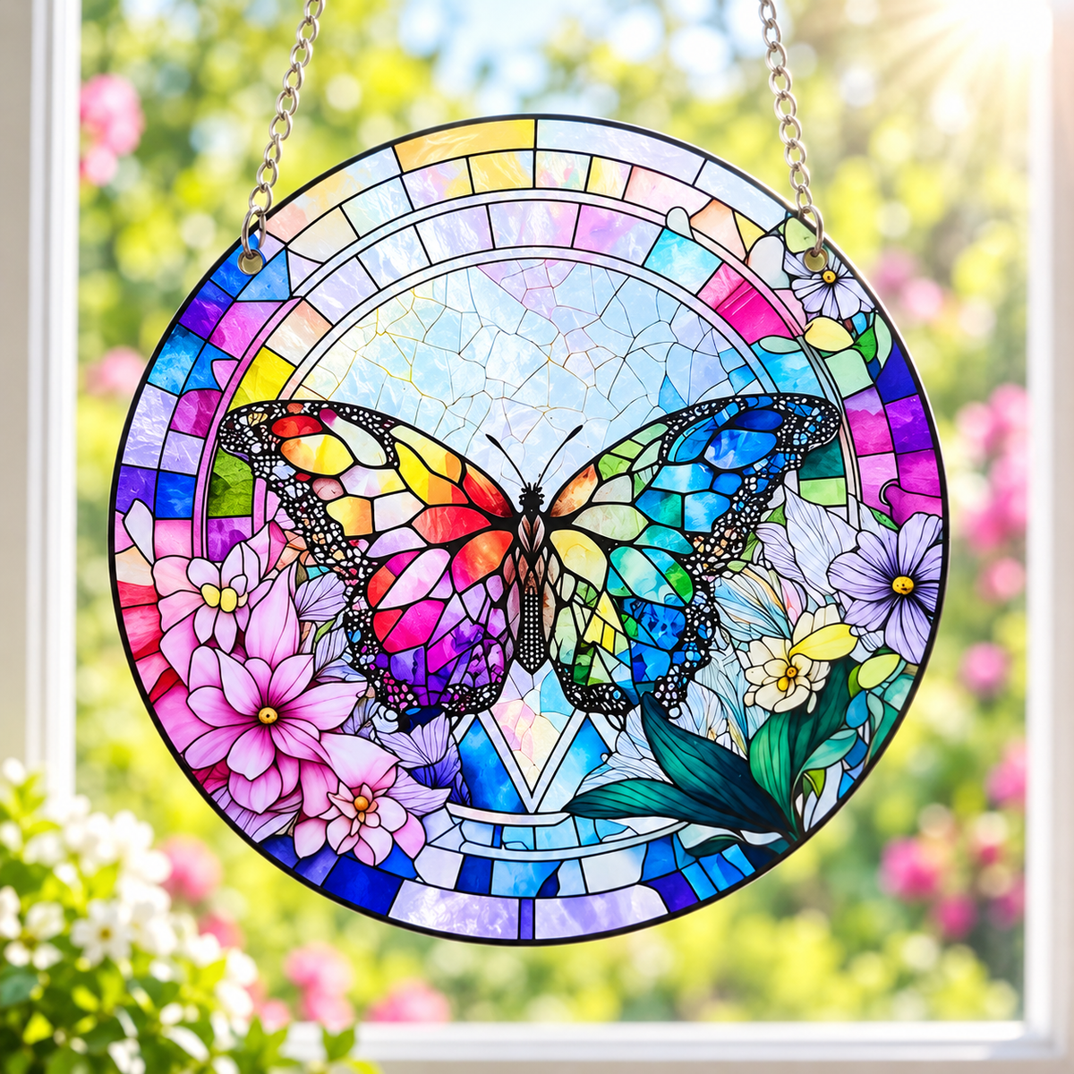 15cm Acrylic Suncatcher - Colourful Butterfly