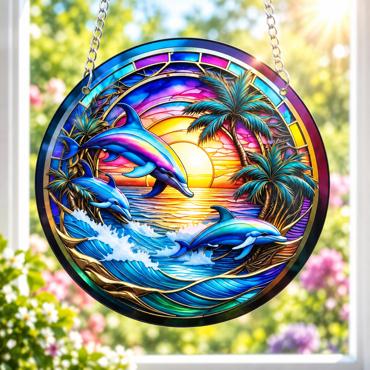 15cm Acrylic Suncatcher - Dolphins