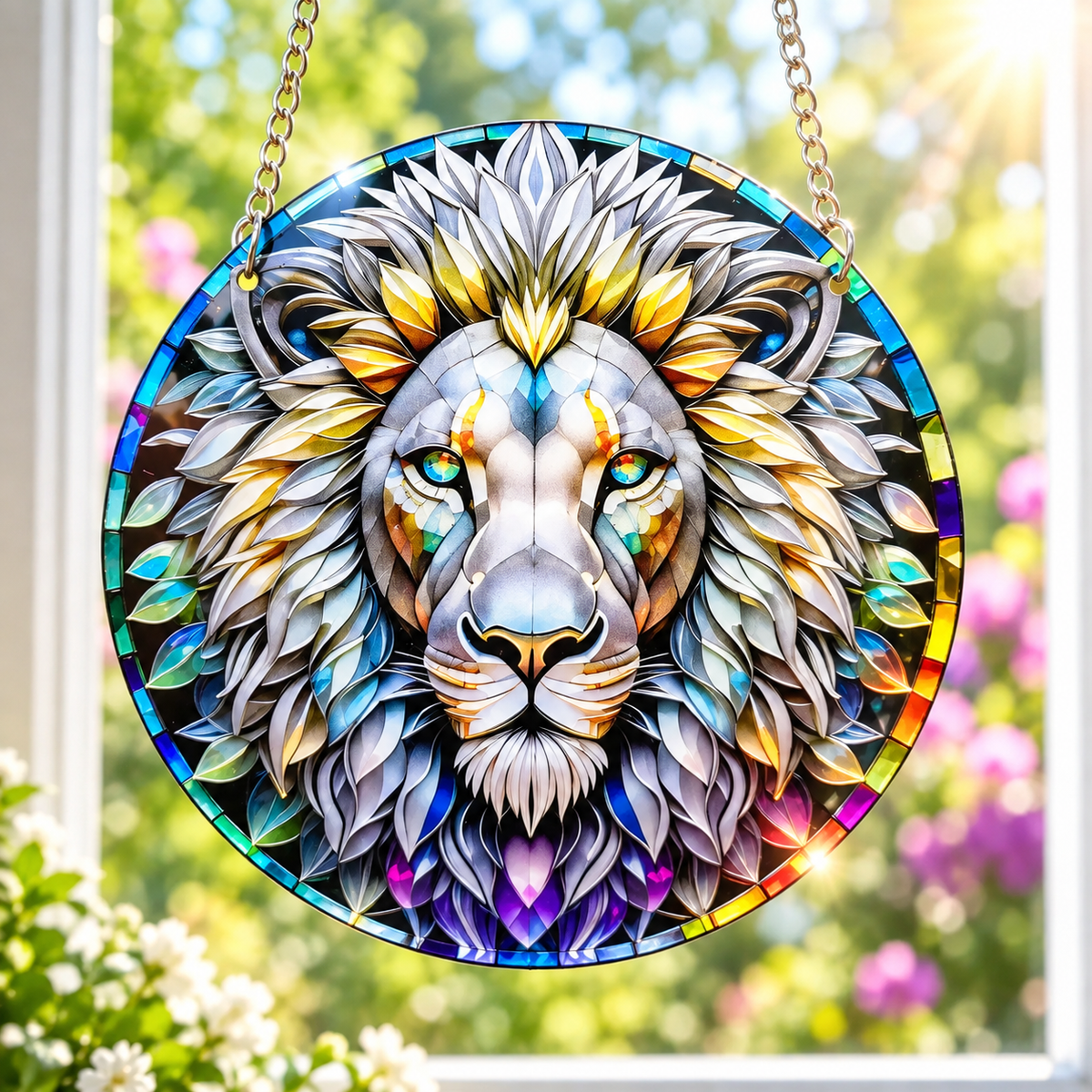15cm Acrylic Suncatcher - Prismatic Lion