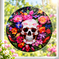 15cm Acrylic Suncatcher - Floral Skull