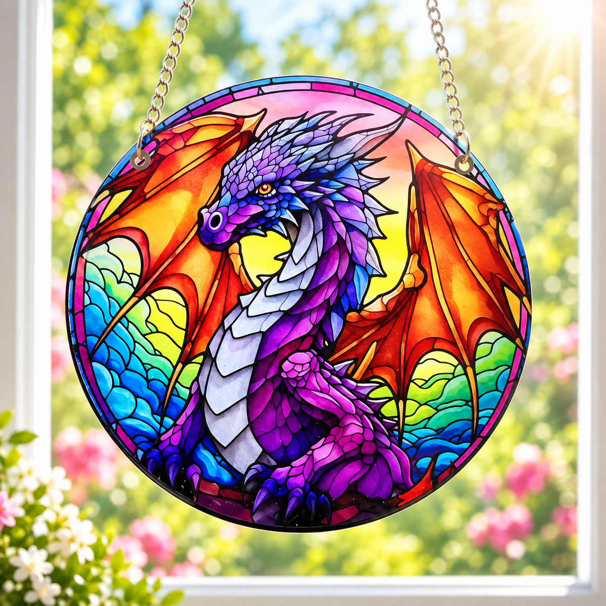 15cm Acrylic Suncatcher - Rainbow Dragon