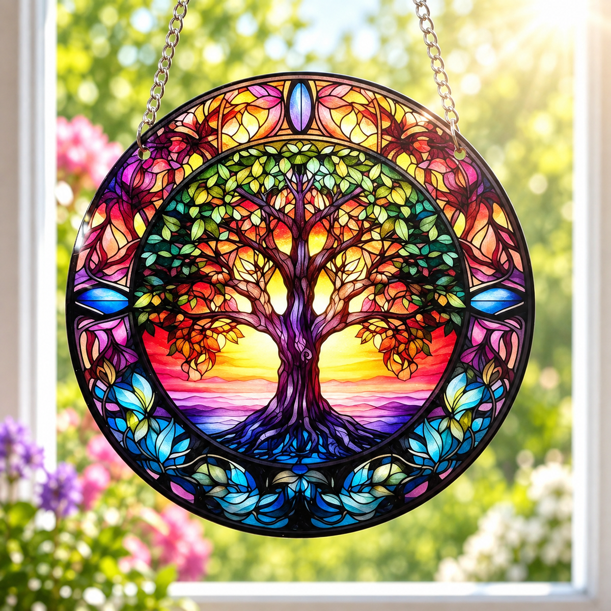 15cm Acrylic Suncatcher - Colourful Tree