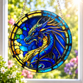 15cm Acrylic Suncatcher - Blue & Yellow Dragon
