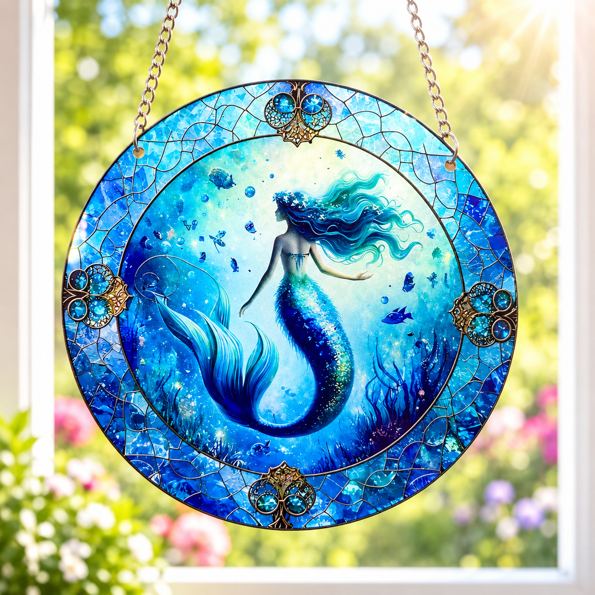15cm Acrylic Suncatcher - Blue Mermaid