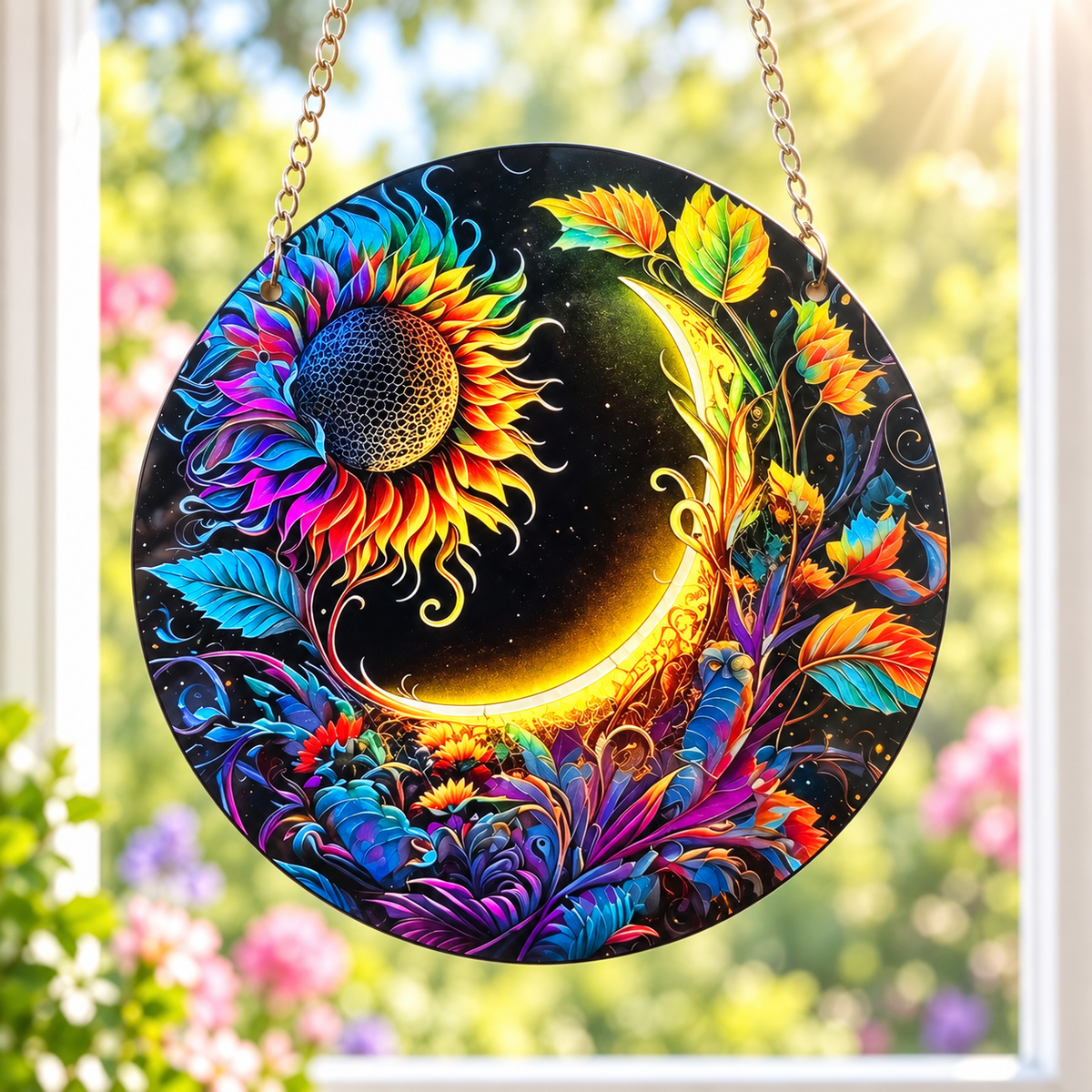 15cm Acrylic Suncatcher - Sunflower Moon