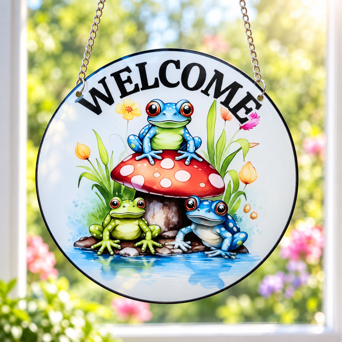 15cm Acrylic Suncatcher - Welcome Frog